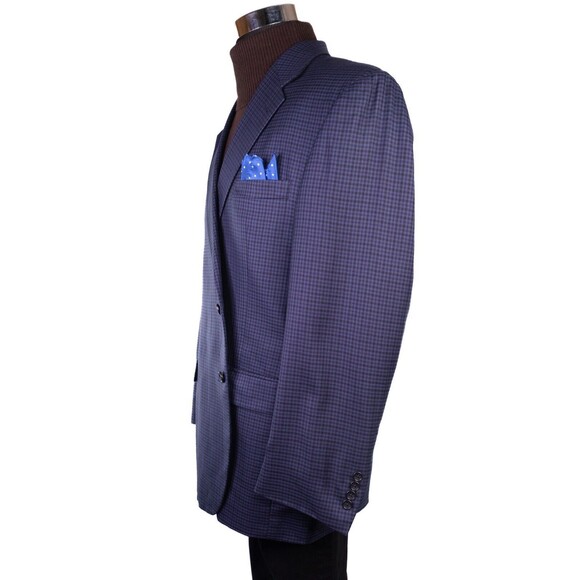 Jos A Bank Signature Silk & Wool 2 Button Blue Gingham Check Blazer Mens 46R - Picture 7 of 15